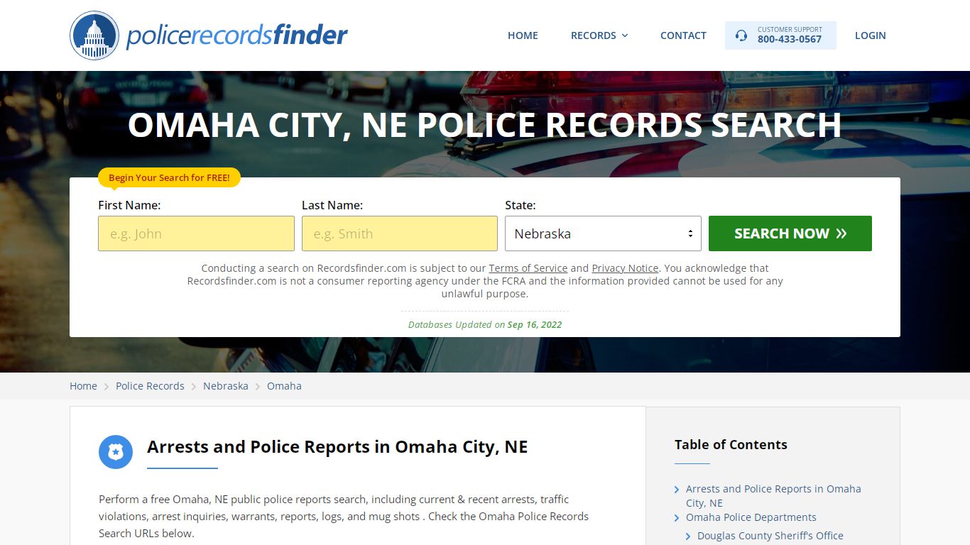 Omaha, Boone County, NE Police Reports & Police Department Records